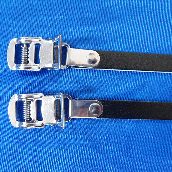 Vintage style Eddy Merckx leather toe straps and buttons 