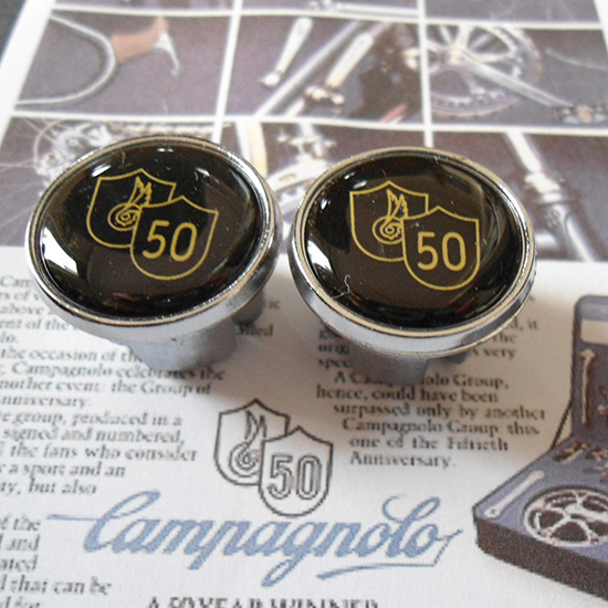 Vintage style Campagnolo 50th Anniversary gold Handlebar End Plugs 